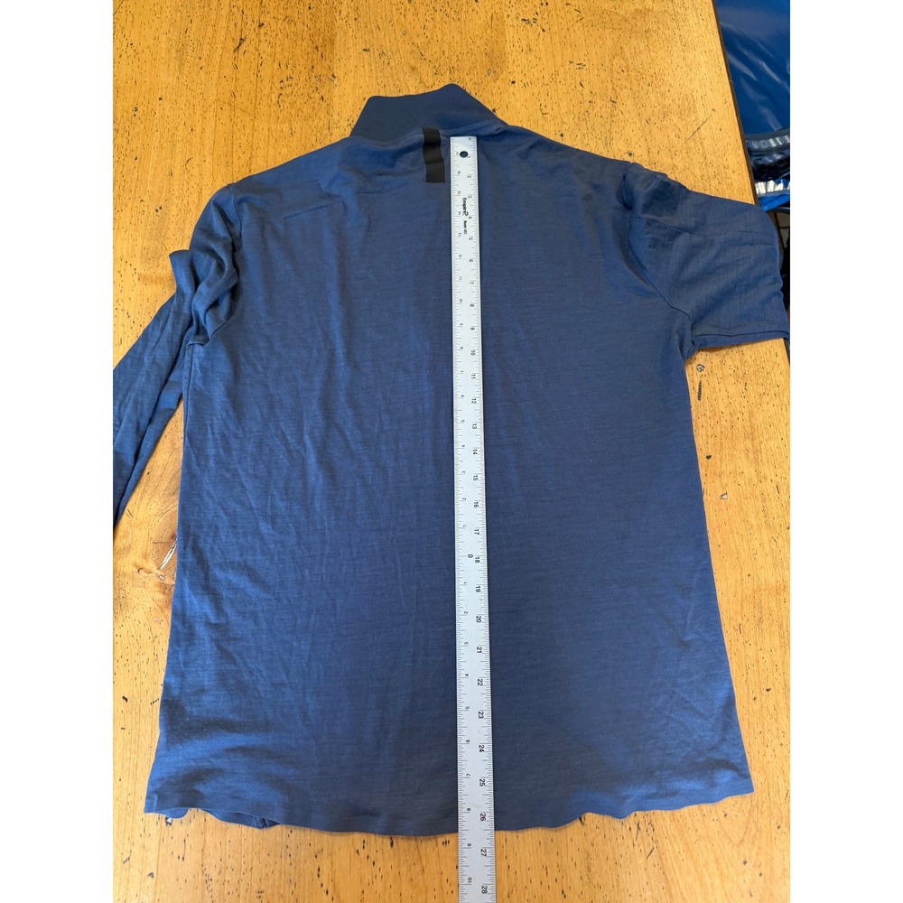 Orlebar Brown Sebastian Size M Blue Merino Wool Blend Quarter Zip Pullover Shirt - Picture 5 of 6